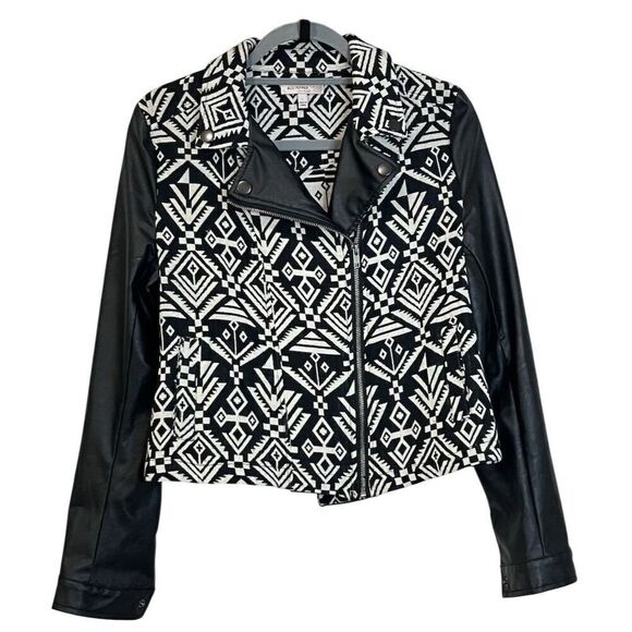 Blu Pepper Women's L Tribal Print FAUX Leather Moto Jacket Gothic Grunge Western - Picture 4 of 14